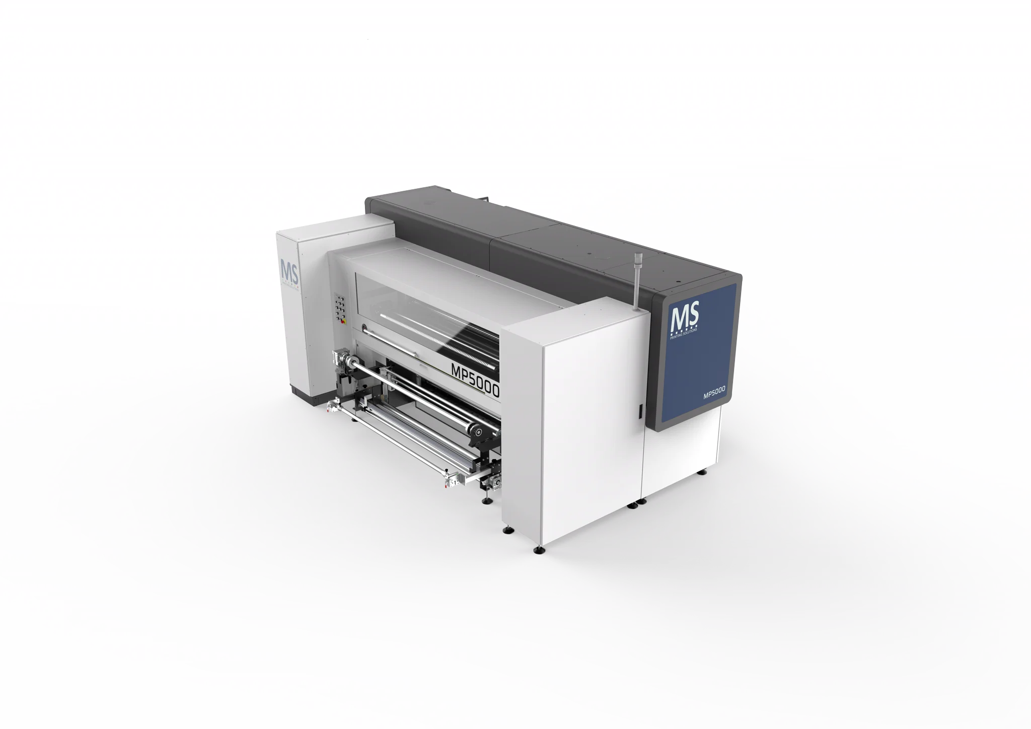 MP5000 printer rear three-quarter view