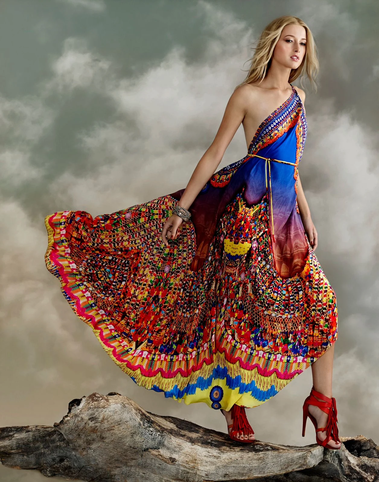 Multicolour digitally printed designer dress