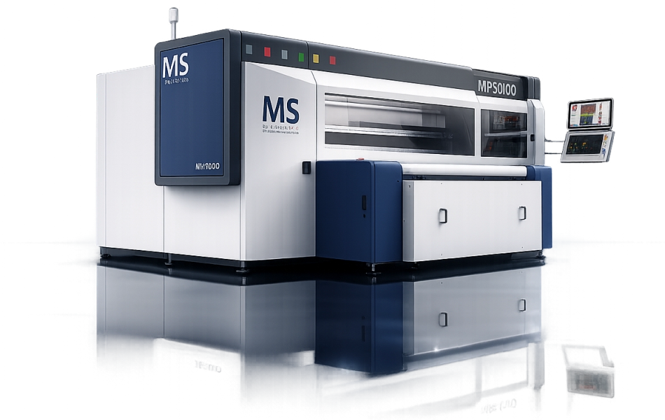 MP5000 printer rear three-quarter view